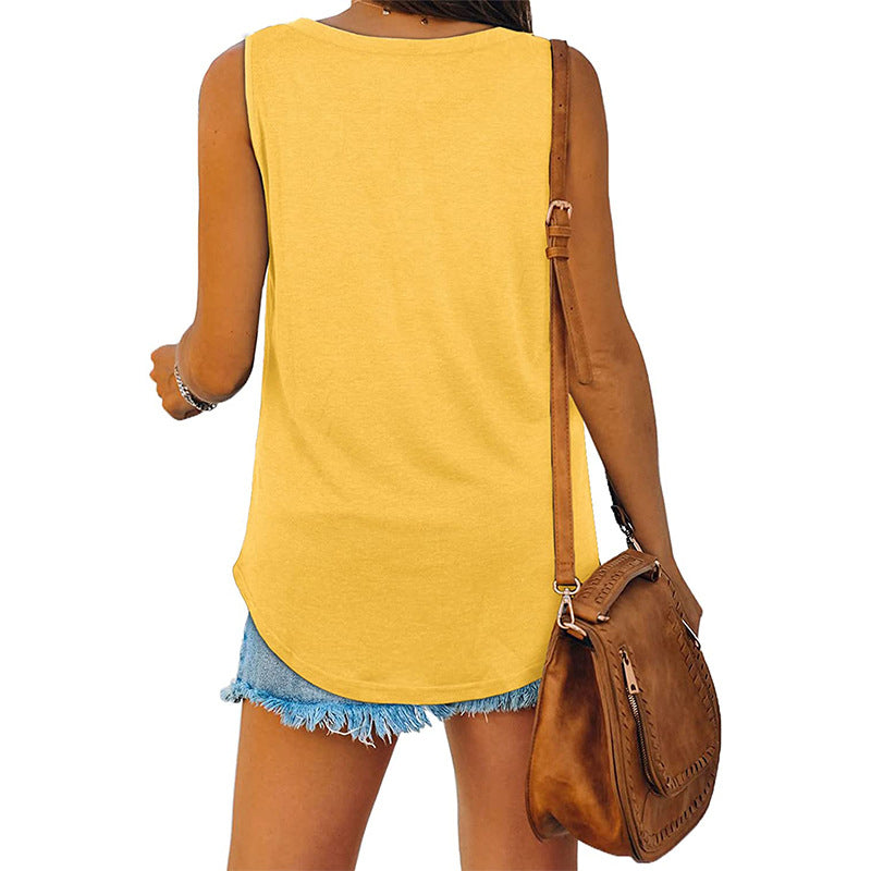 Basic Tanktop met V-hals en Ronde Zoom