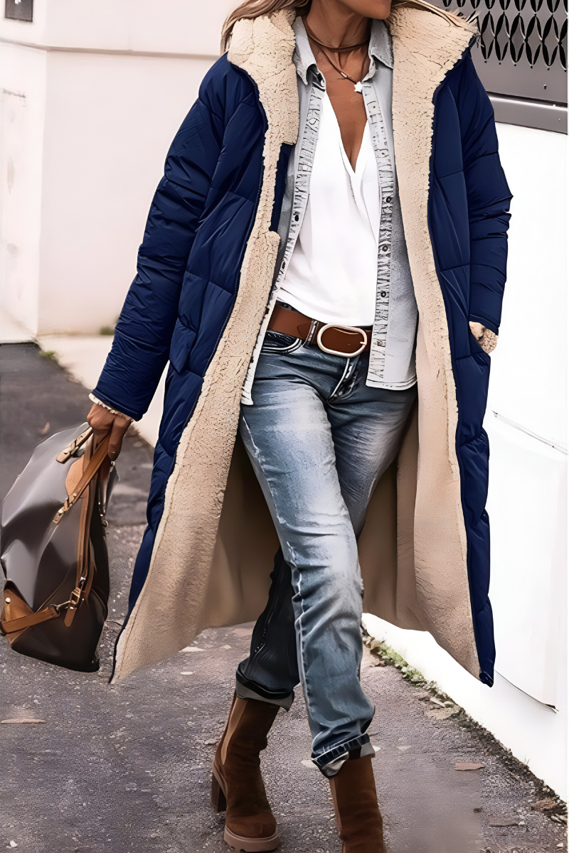 Denise | Elegante Lange Teddy Gevoerde Winterjas