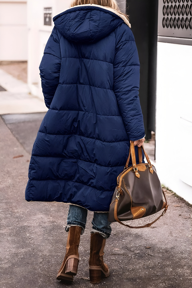 Denise | Elegante Lange Teddy Gevoerde Winterjas