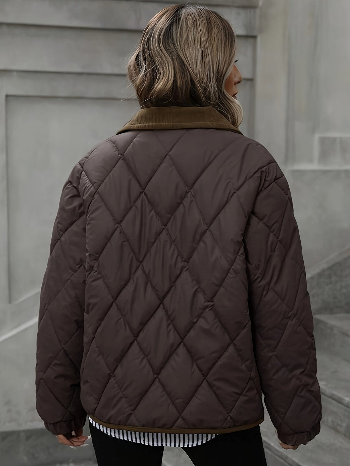 Emma - Elegante Gewatteerde Corduroy Winterjas
