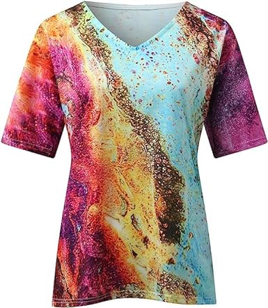 Marmerprint T-shirt met Folie Details