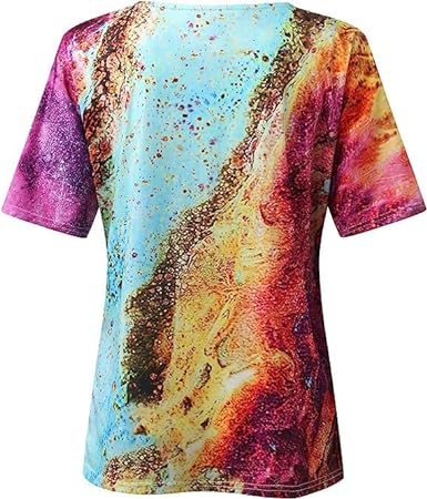 Marmerprint T-shirt met Folie Details