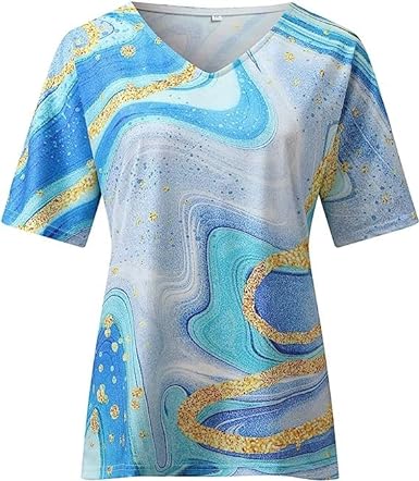 Marmerprint T-shirt met Folie Details