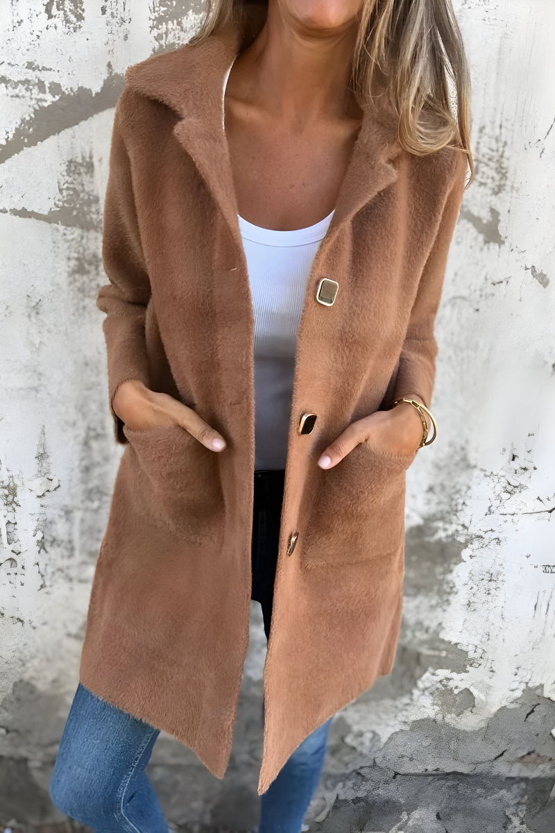 Paula | Elegante Lange Teddy Mantel
