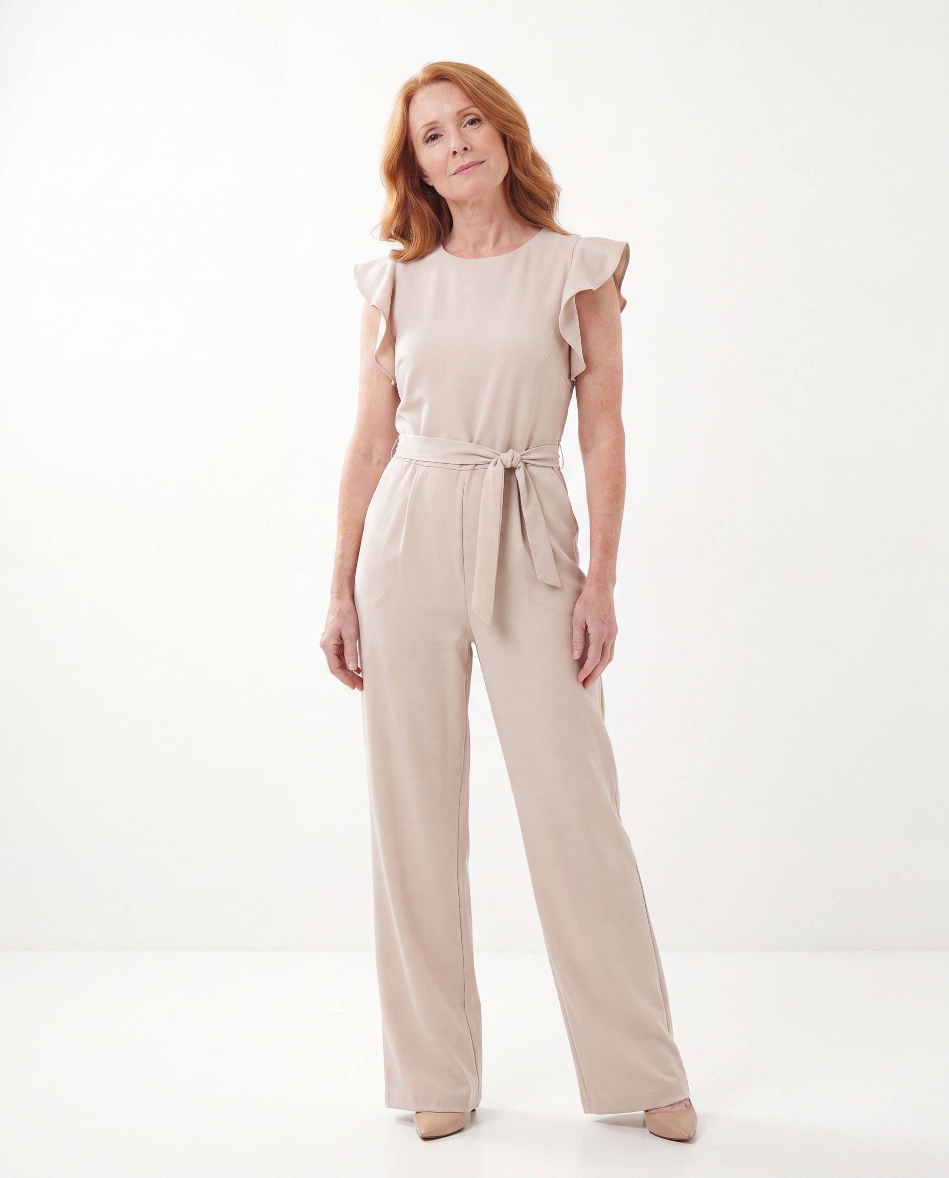 Jumpsuit met Ruffle Mouwen en Ceintuur