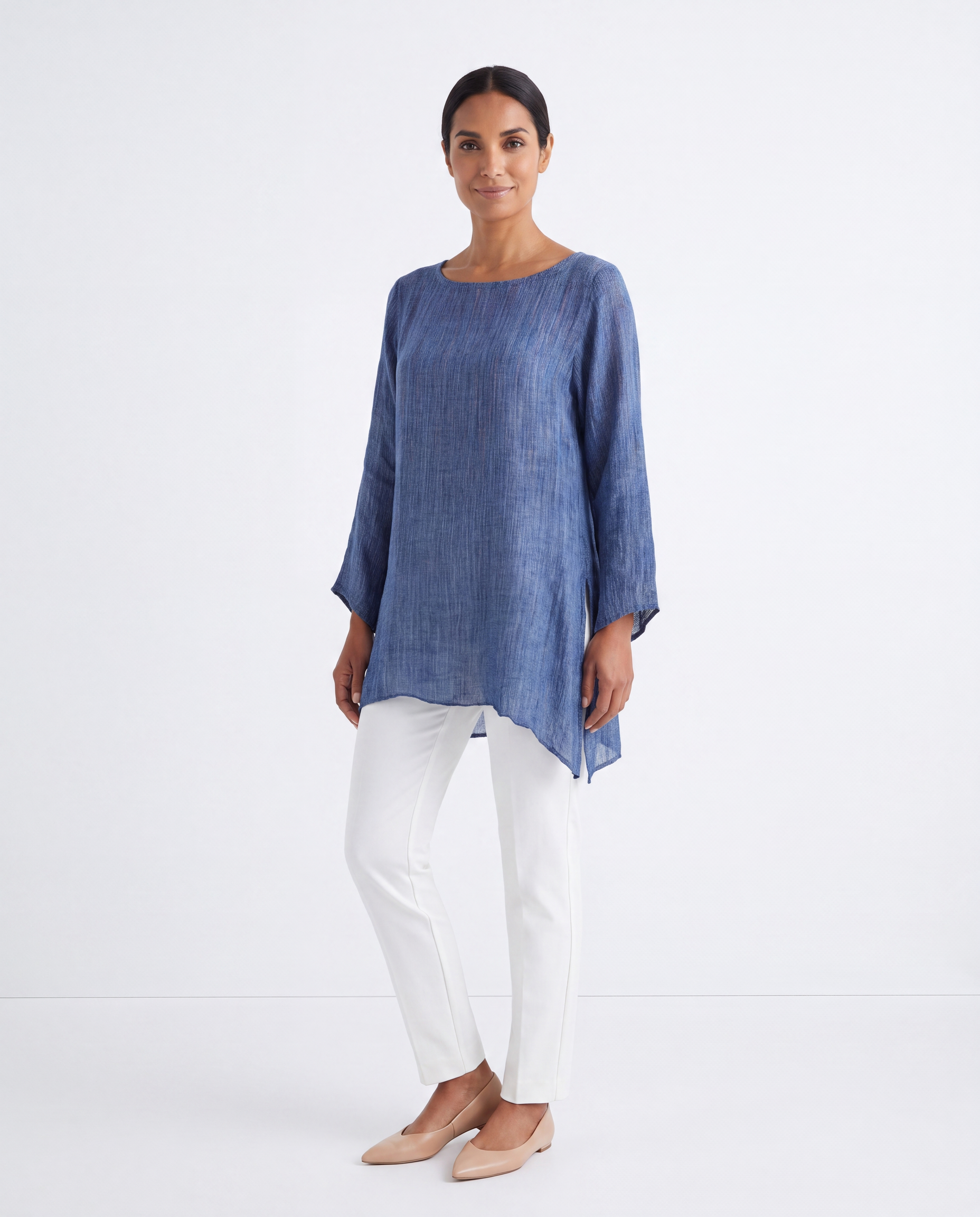 Linnen Tuniek met Asymmetrische Zoom