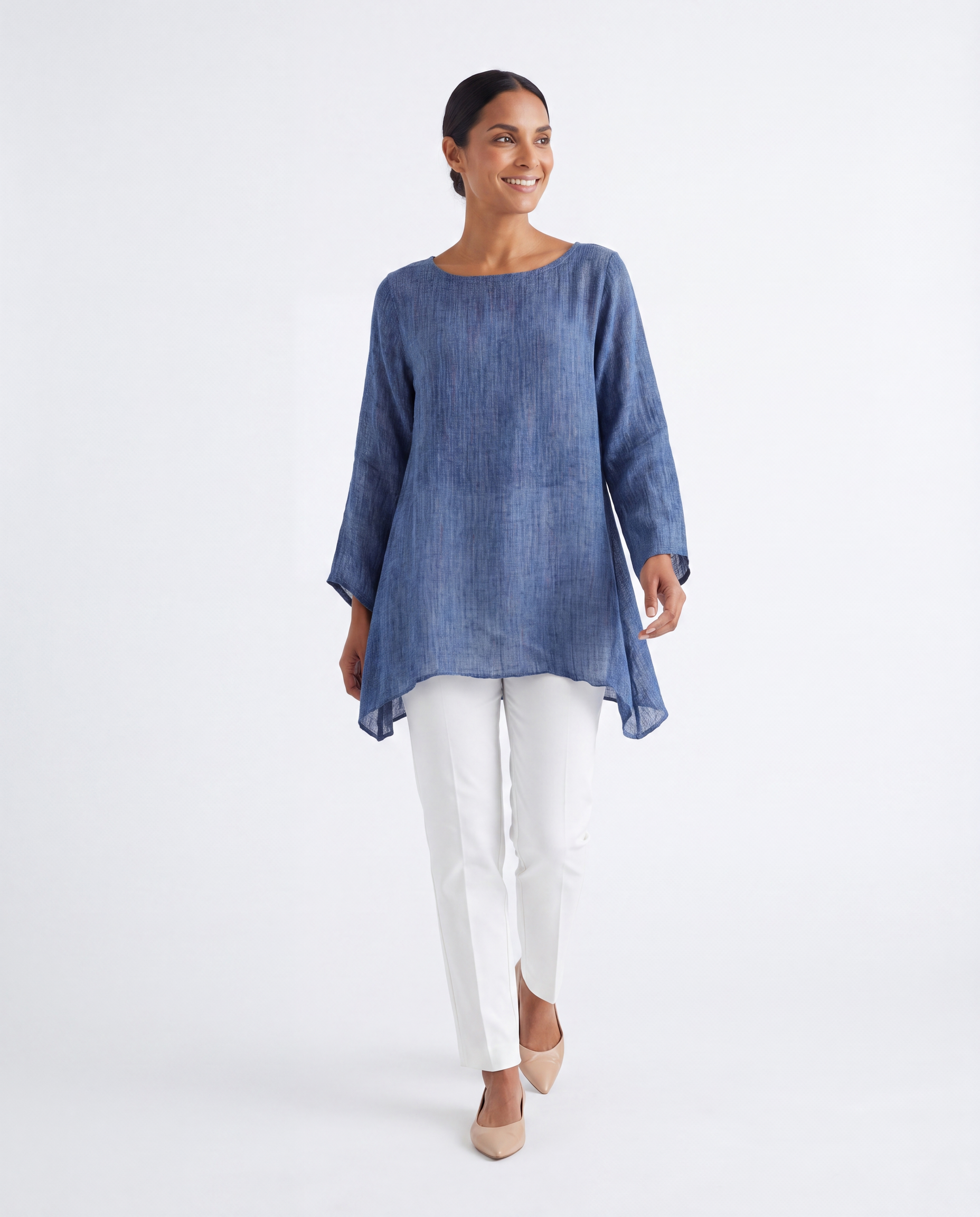 Linnen Tuniek met Asymmetrische Zoom