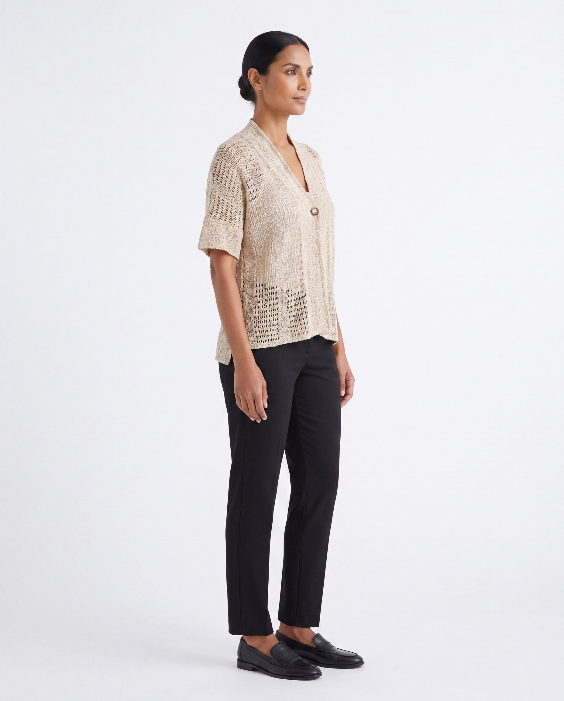 Open Gebreide Top met Knoopdetail