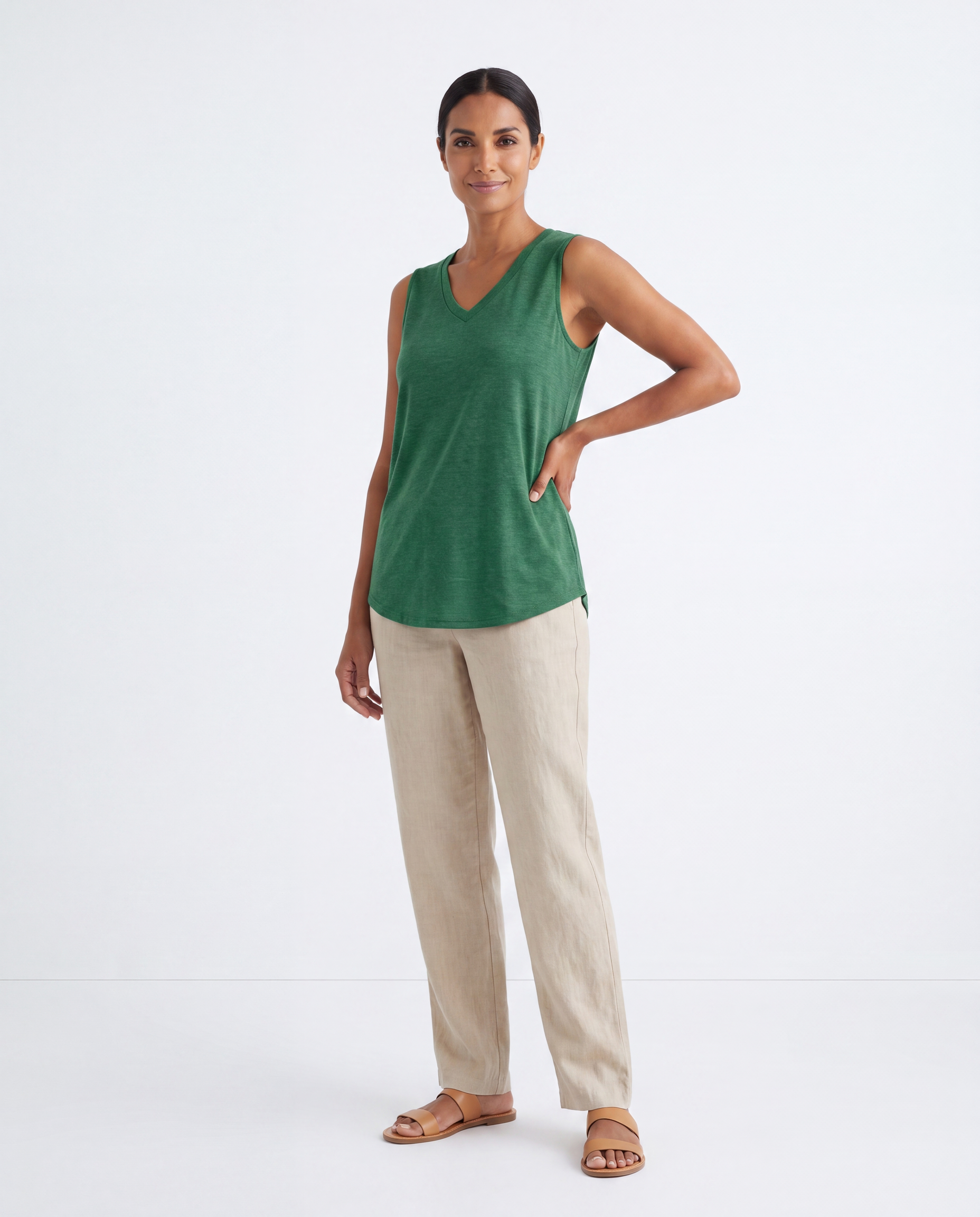 Basic Tanktop met V-hals en Ronde Zoom
