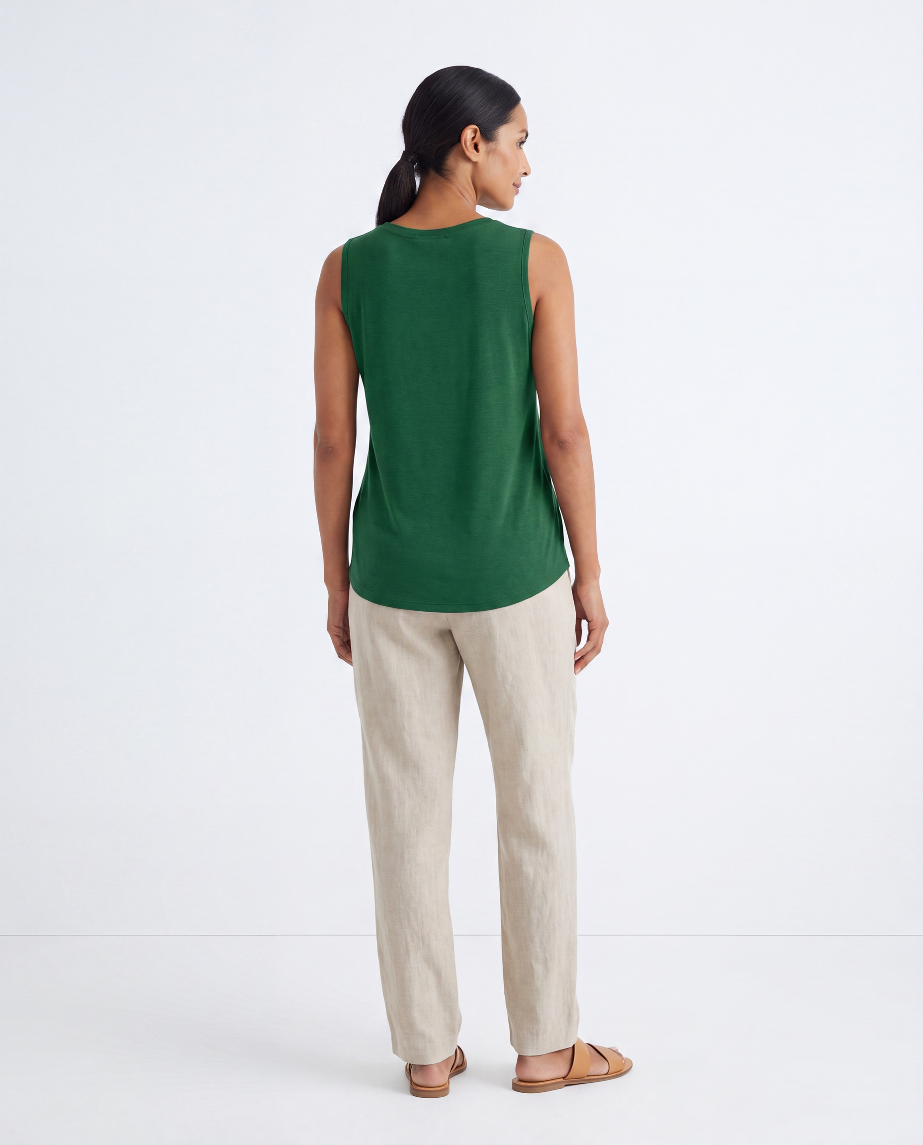 Basic Tanktop met V-hals en Ronde Zoom