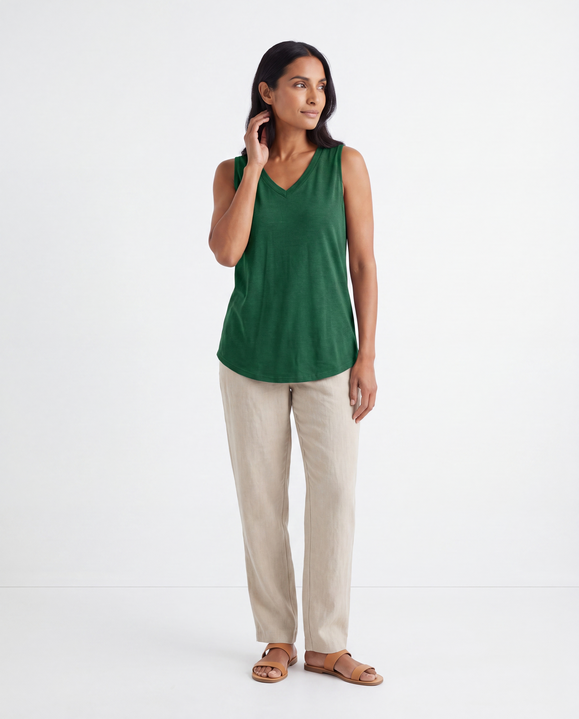 Basic Tanktop met V-hals en Ronde Zoom