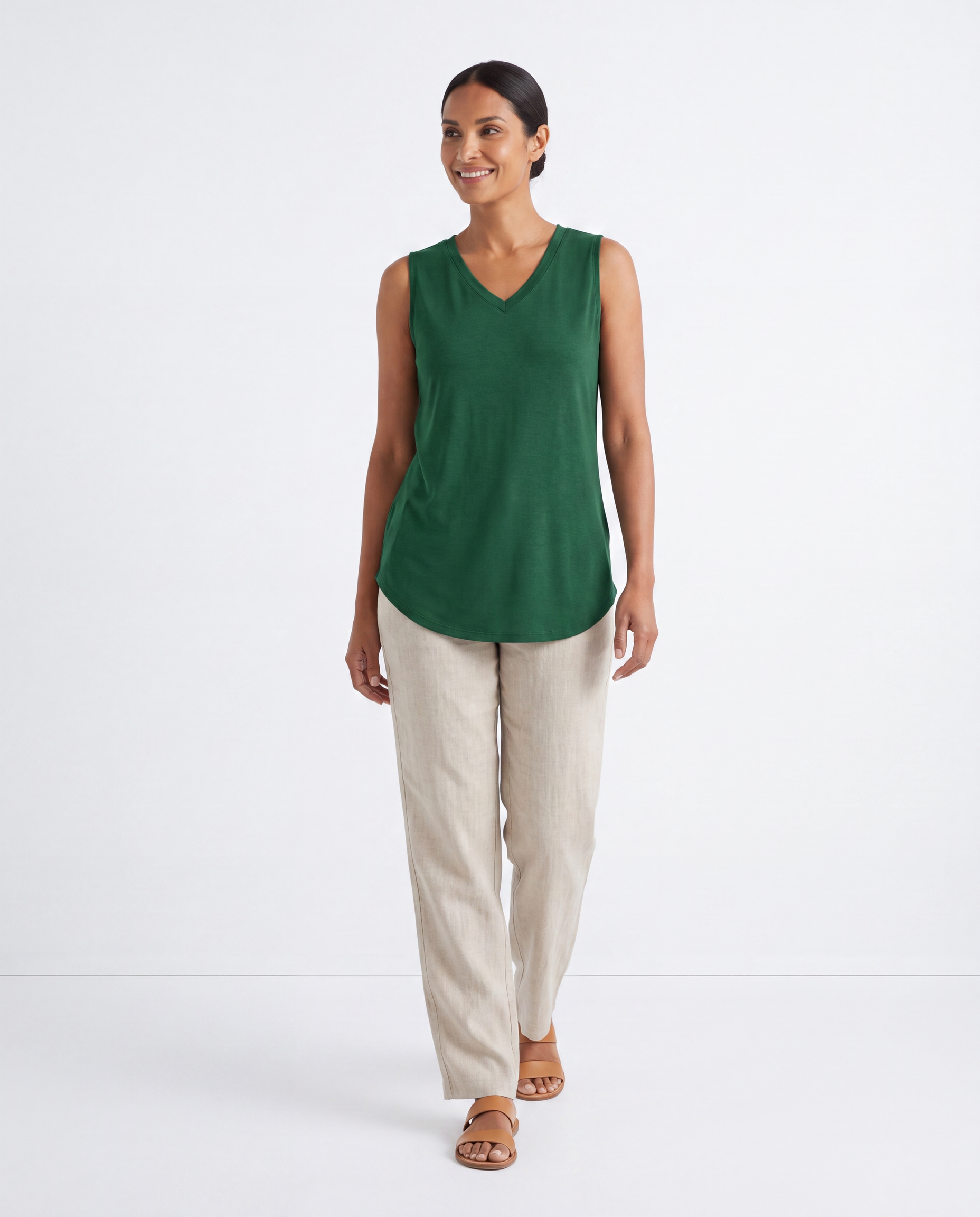 Basic Tanktop met V-hals en Ronde Zoom