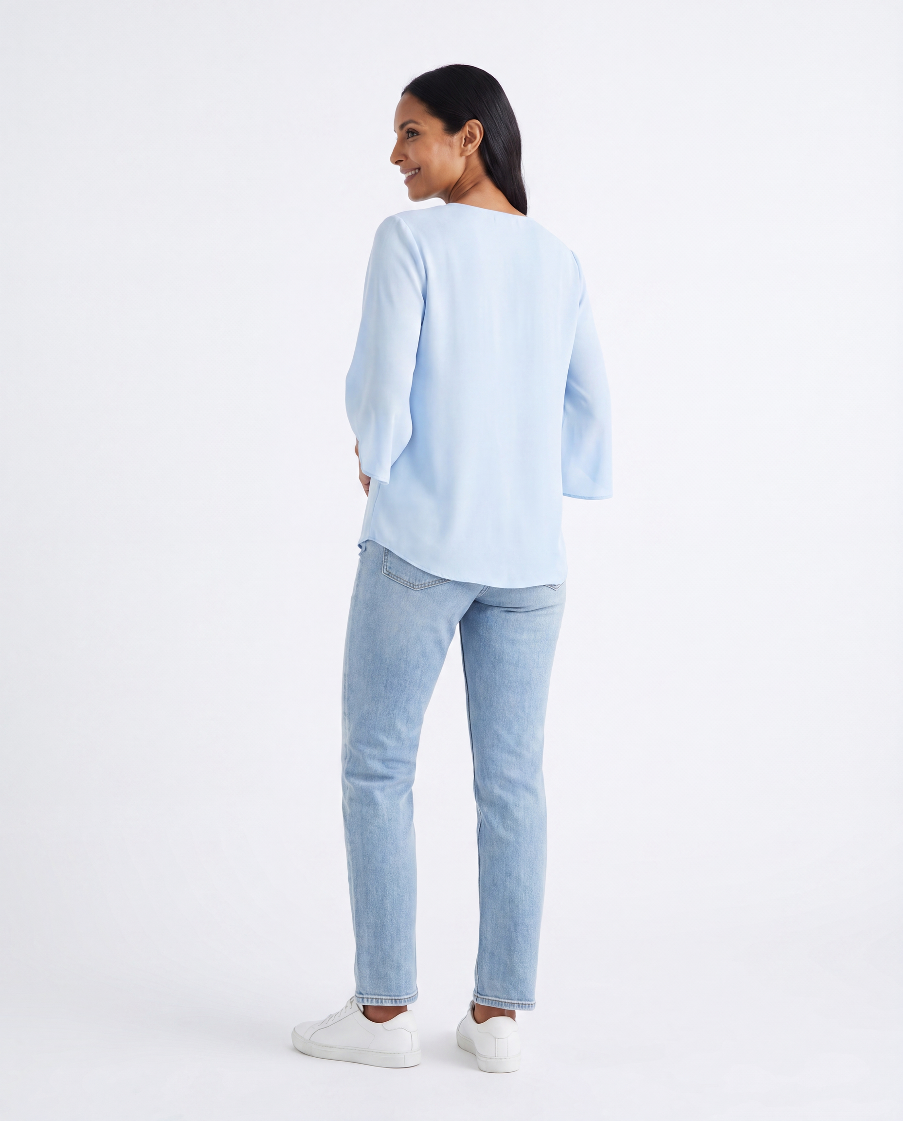Blouse met V-hals en Split Mouwen