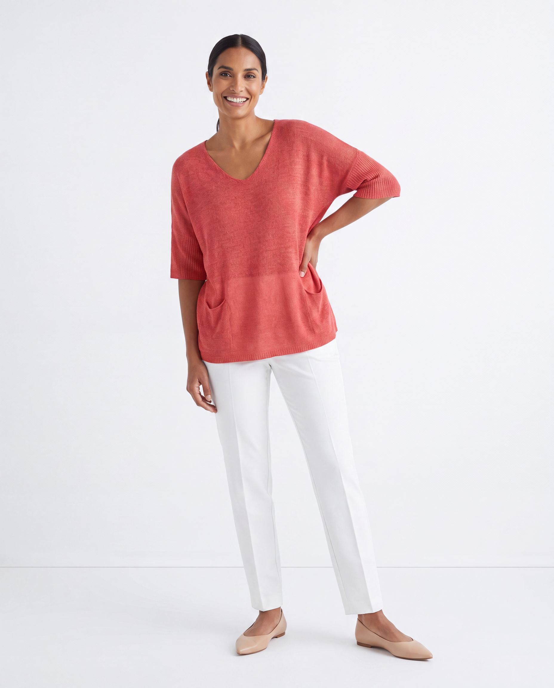 Fijngebreide Oversized Top met V-hals