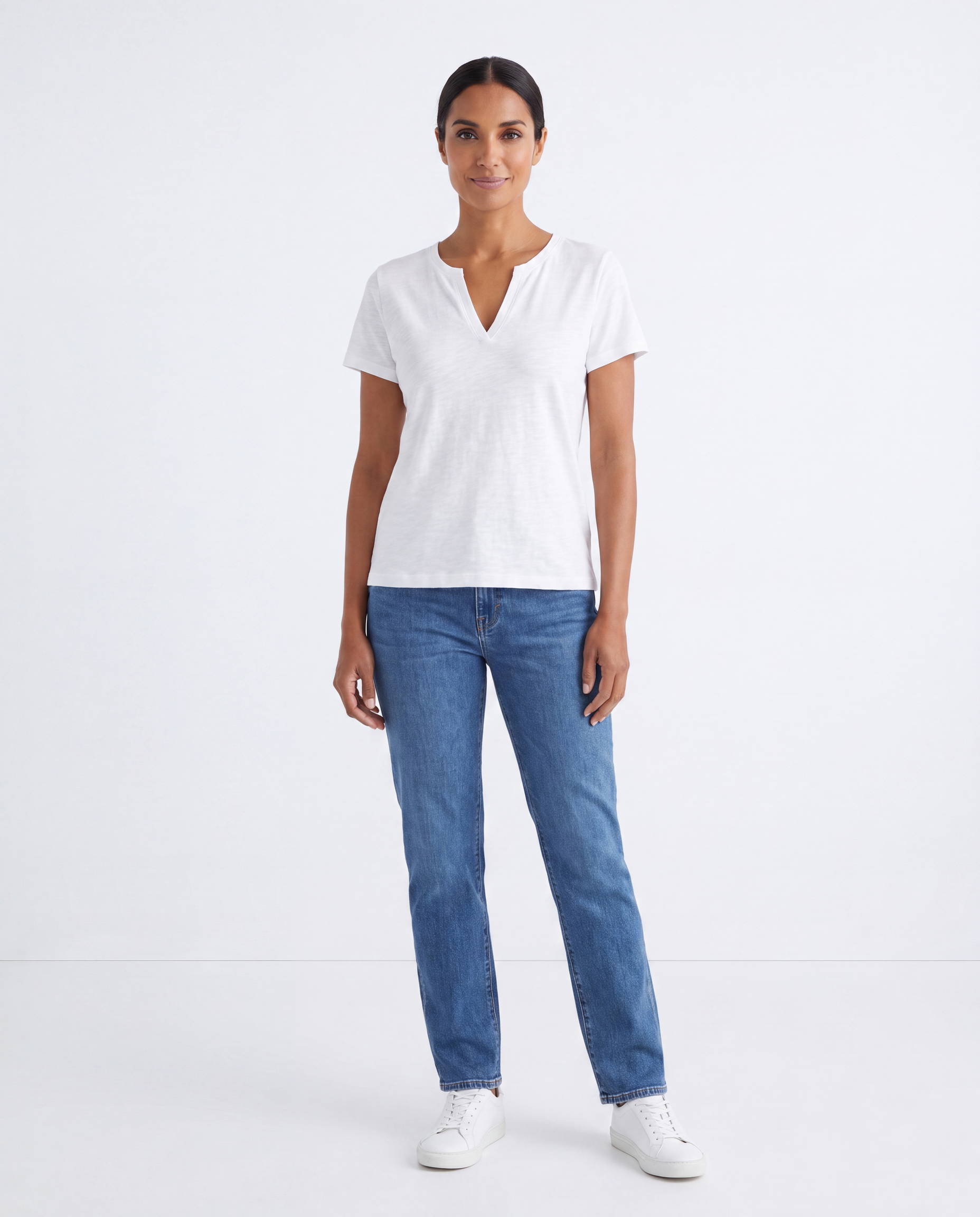 Henley T-shirt met Korte Mouw