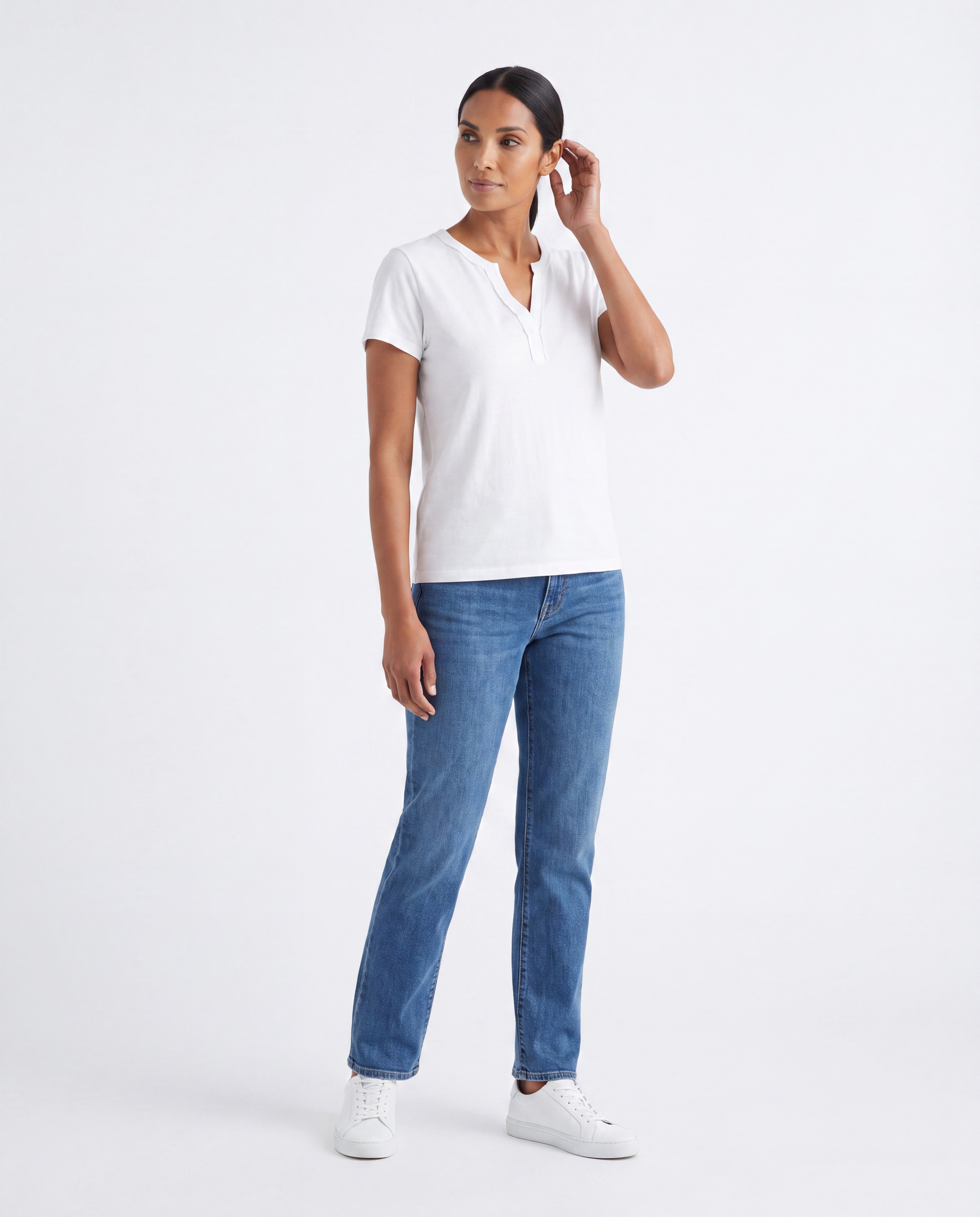 Henley T-shirt met Korte Mouw