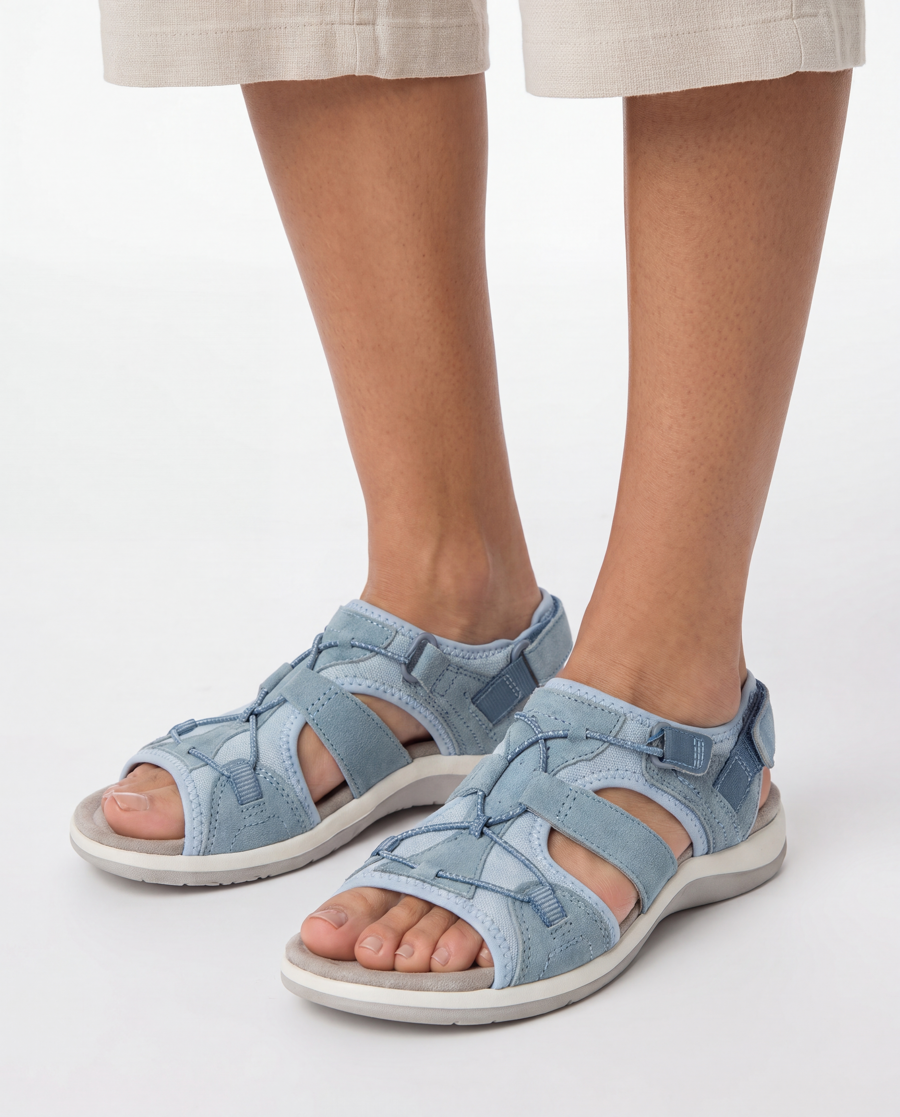 Suède Wandelsandalen met Klittenbandsluiting