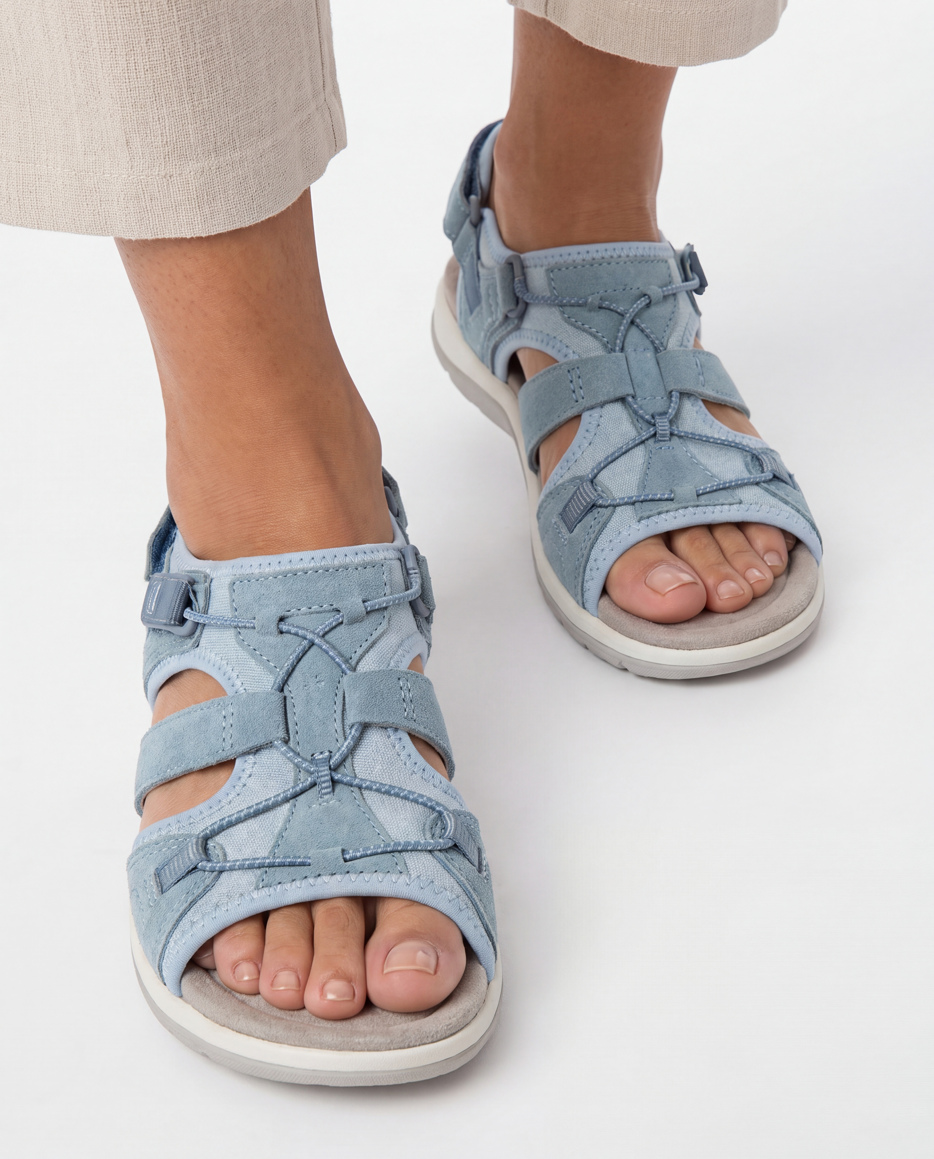 Suède Wandelsandalen met Klittenbandsluiting