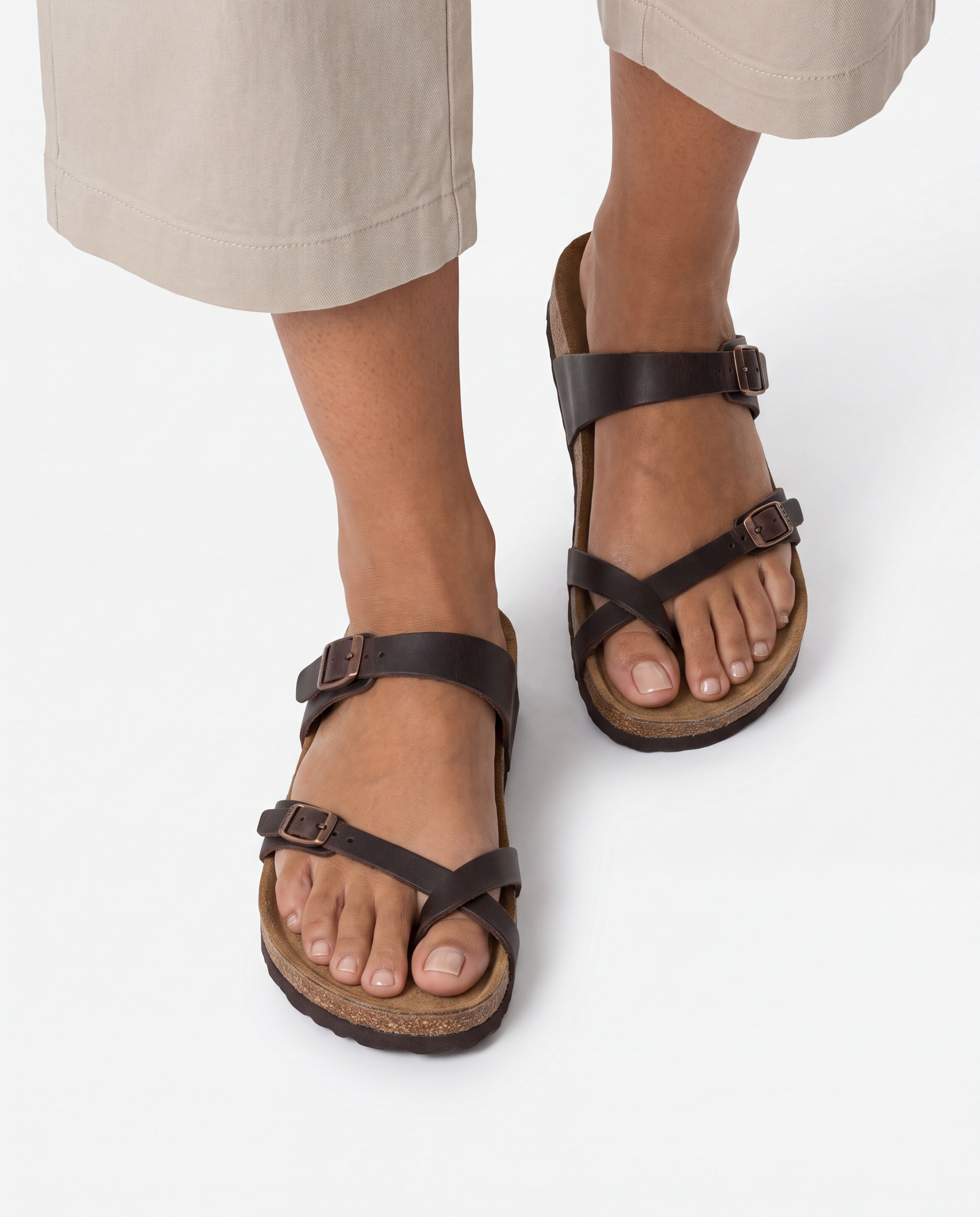 Kurken Teenslipper-Sandalen met Kruisbandjes