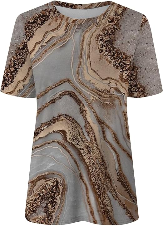 Marmerprint T-shirt met Folie Details