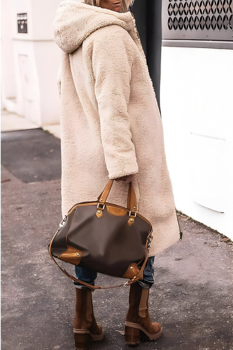 Denise | Elegante Lange Teddy Gevoerde Winterjas