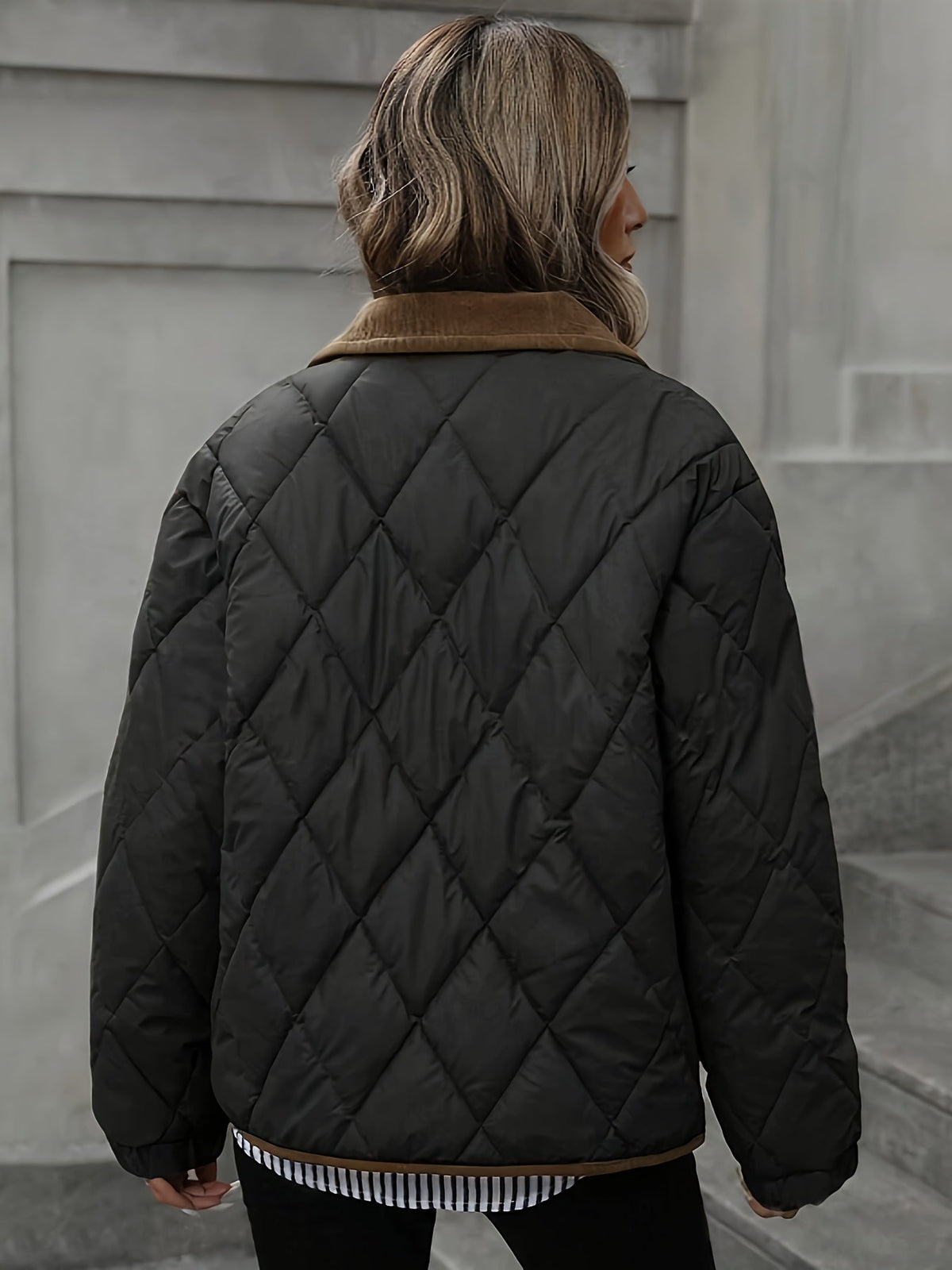 Emma - Elegante Gewatteerde Corduroy Winterjas