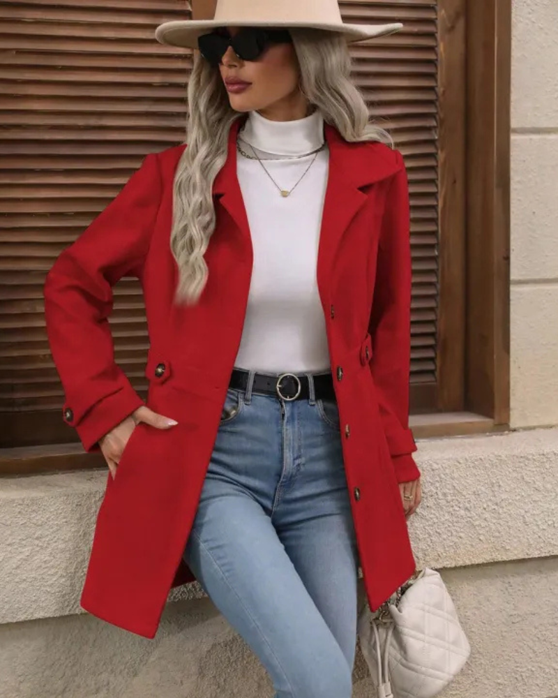 Rachel | Elegante Halflange Slim Fit Mantel