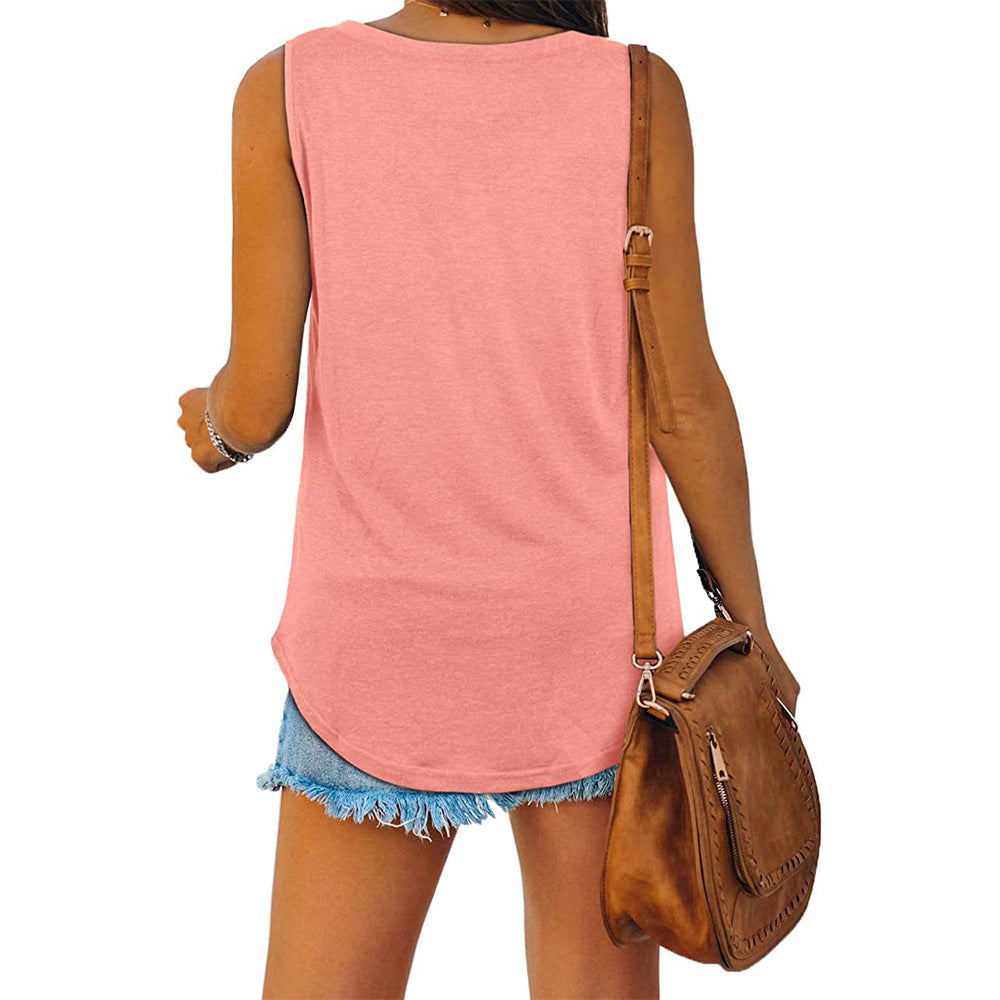 Basic Tanktop met V-hals en Ronde Zoom