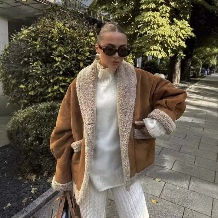 Wendy - Stijlvolle Suède Lammy Winterjas