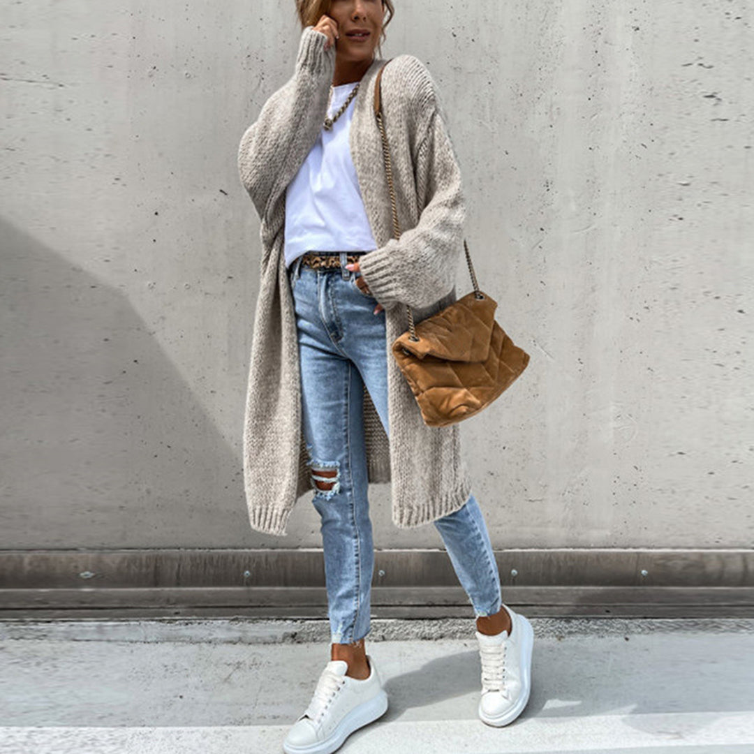 Nathalie - Stijlvol Oversized Gebreid Lang Vest