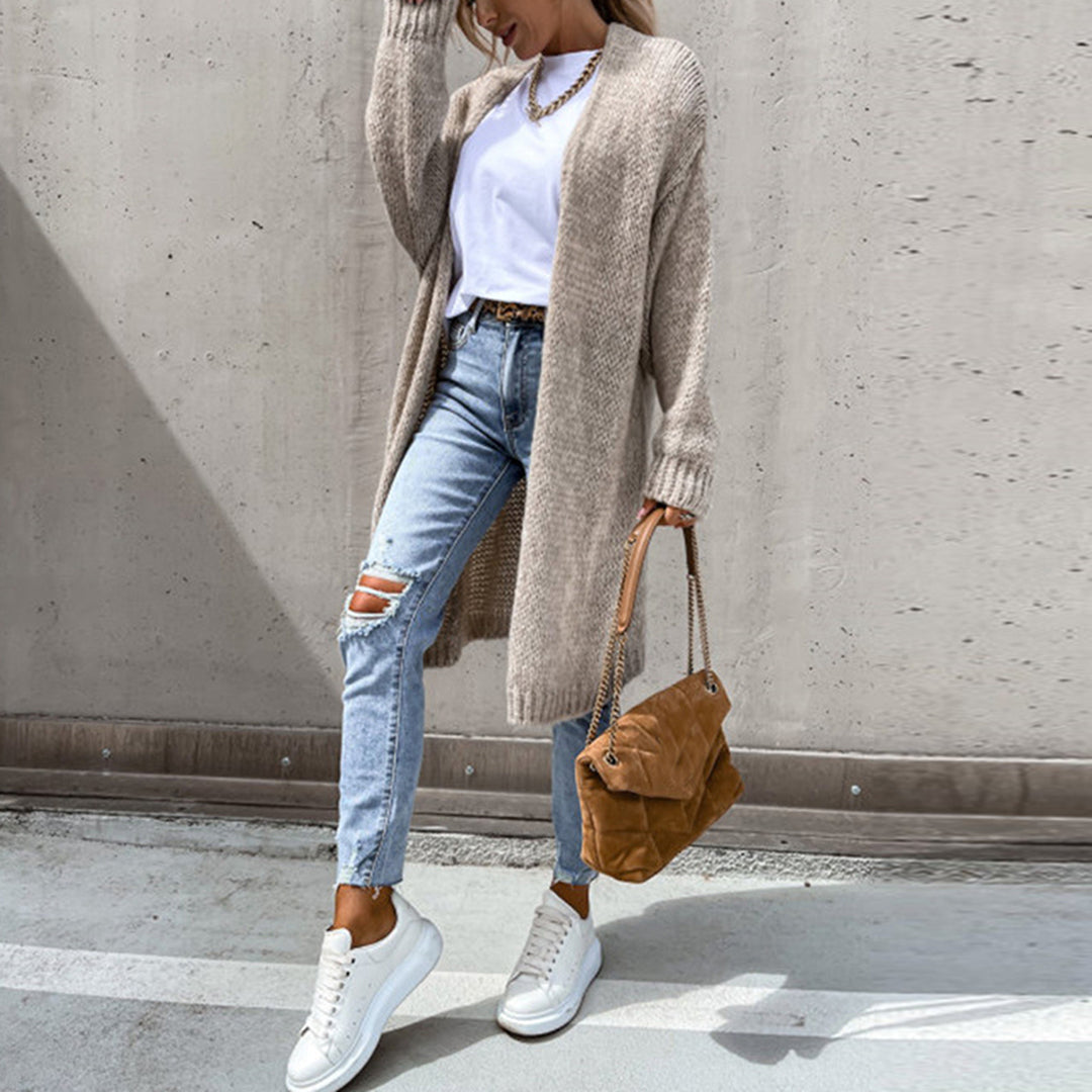 Nathalie - Stijlvol Oversized Gebreid Lang Vest