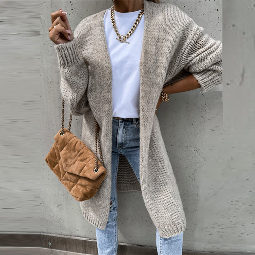 Nathalie - Stijlvol Oversized Gebreid Lang Vest