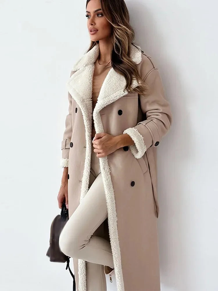 Petra - Stijlvolle Leren Teddy Mantel Winterjas