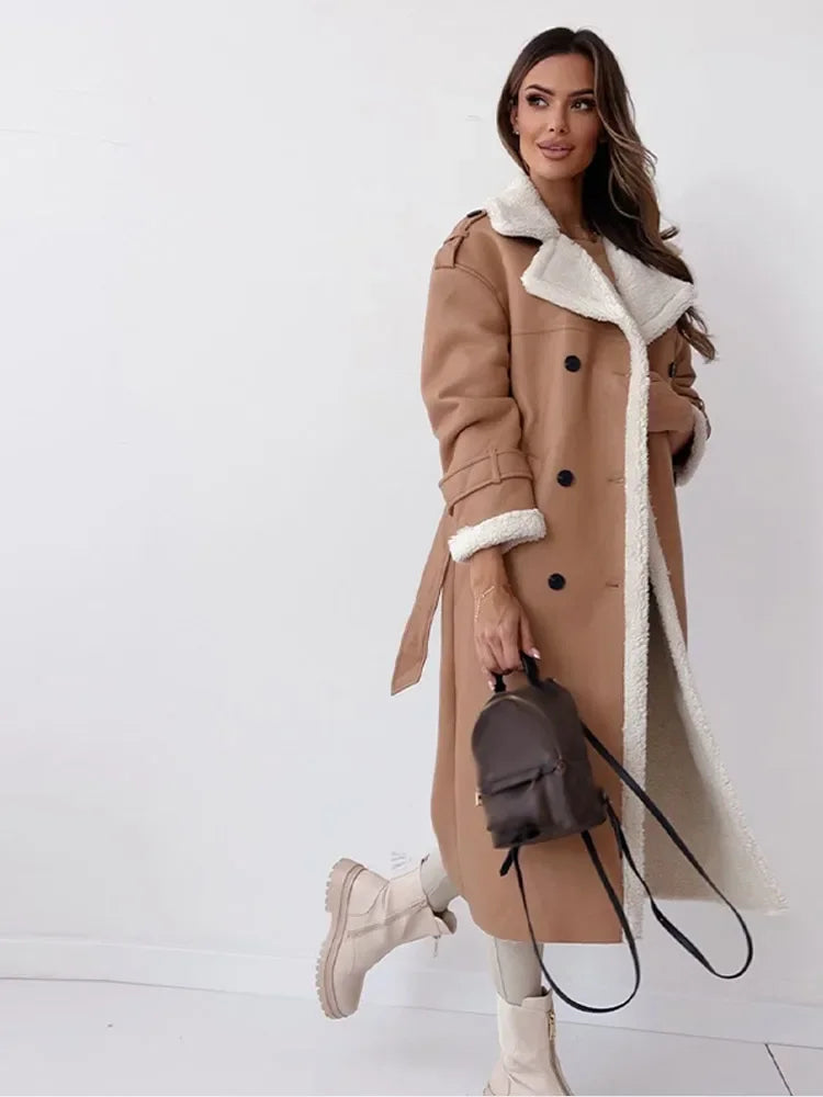 Petra - Stijlvolle Leren Teddy Mantel Winterjas