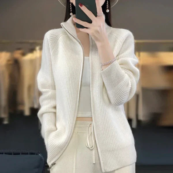 Sarah | Stijlvol Ribgebreid Rits Vest