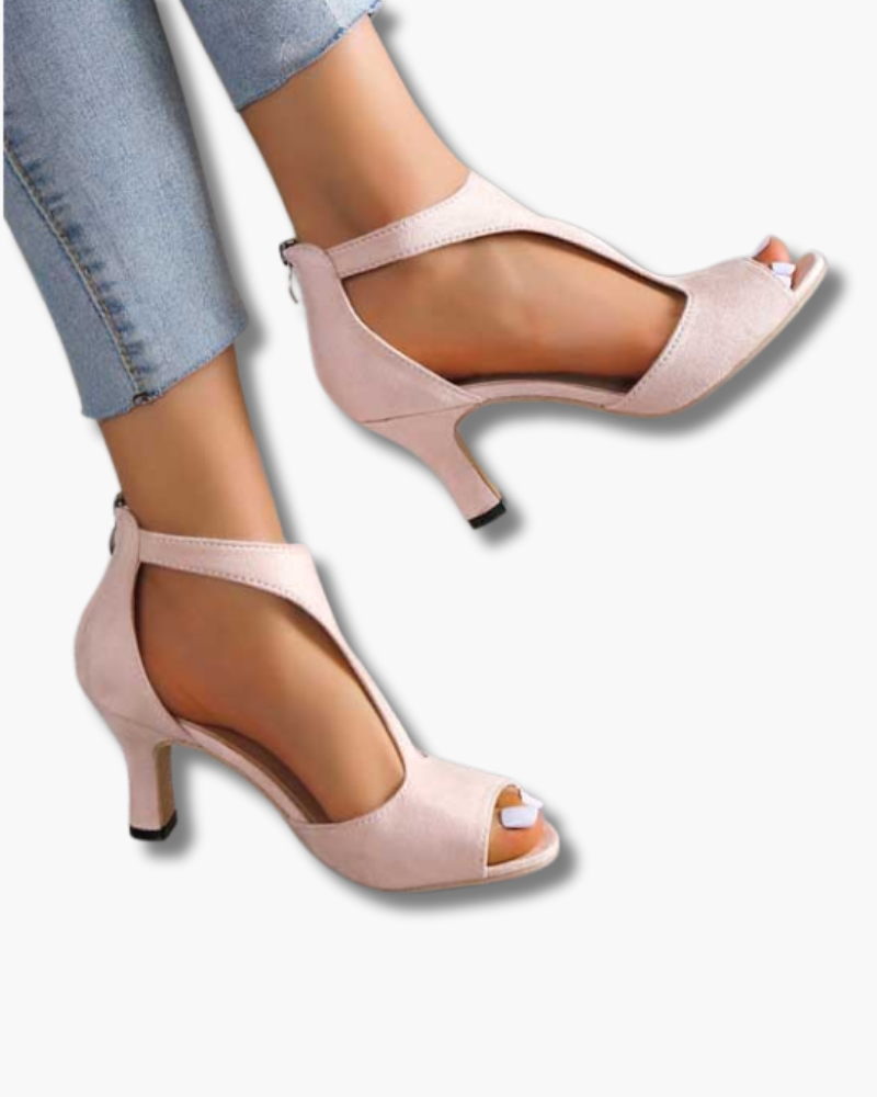 Suède Peeptoe Sandalen met Uitgesneden Details