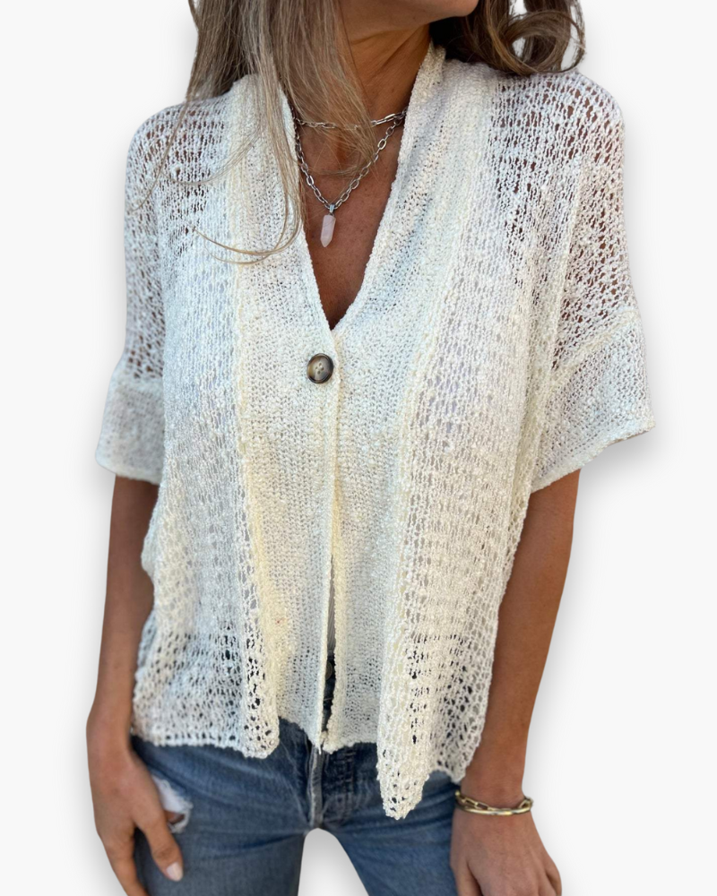 Open Gebreide Top met Knoopdetail