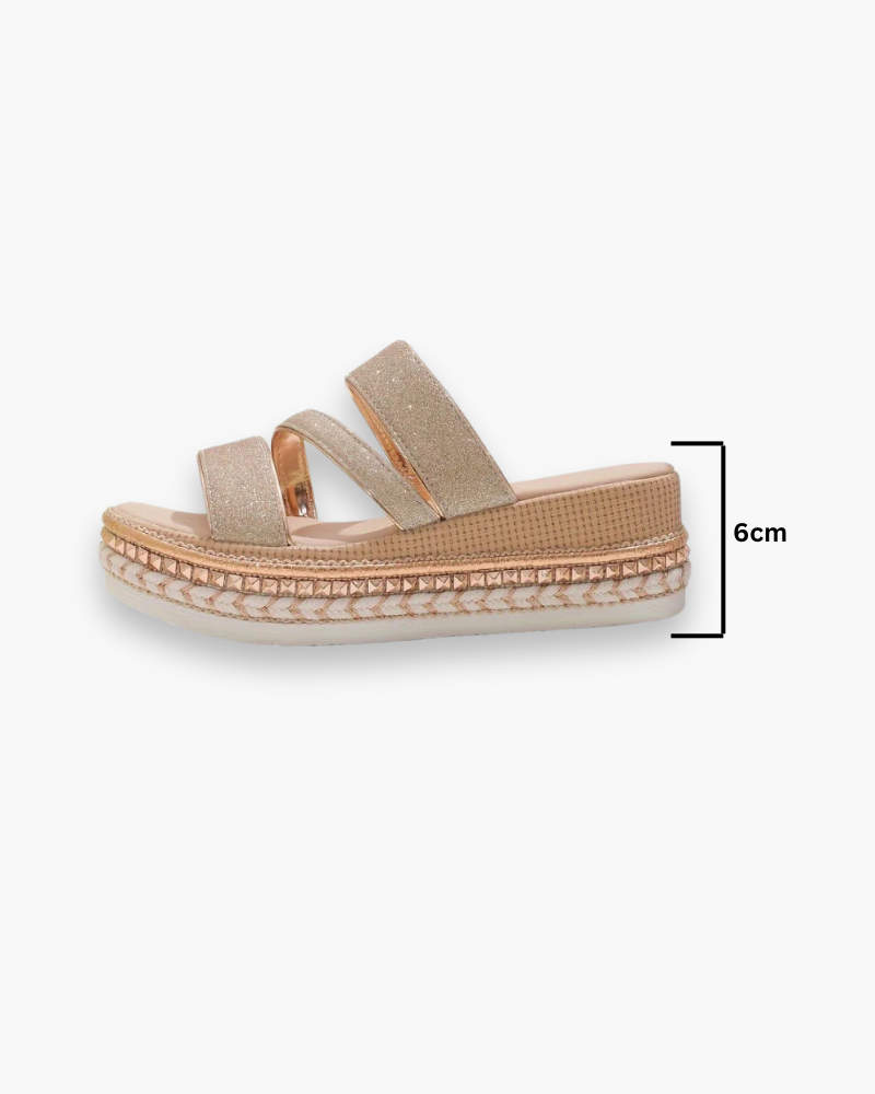 Glitter Sandalen met Gevlochten Plateauzool