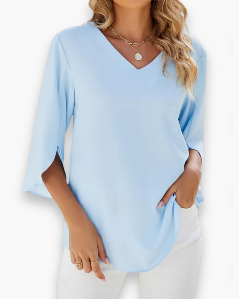 Blouse met V-hals en Split Mouwen