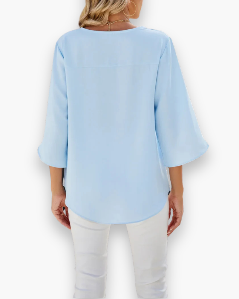 Blouse met V-hals en Split Mouwen