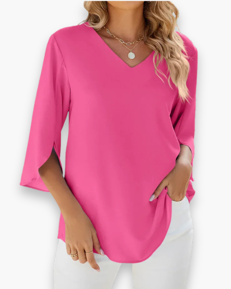Blouse met V-hals en Split Mouwen