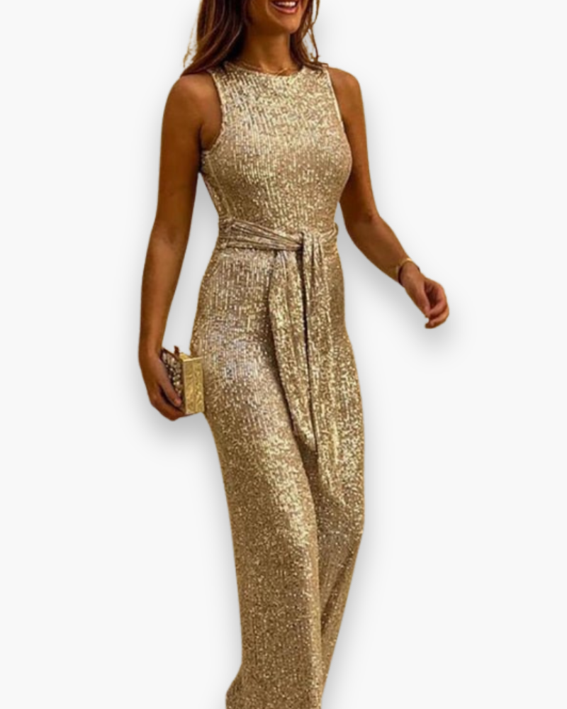 Pailletten Jumpsuit met Open Rug