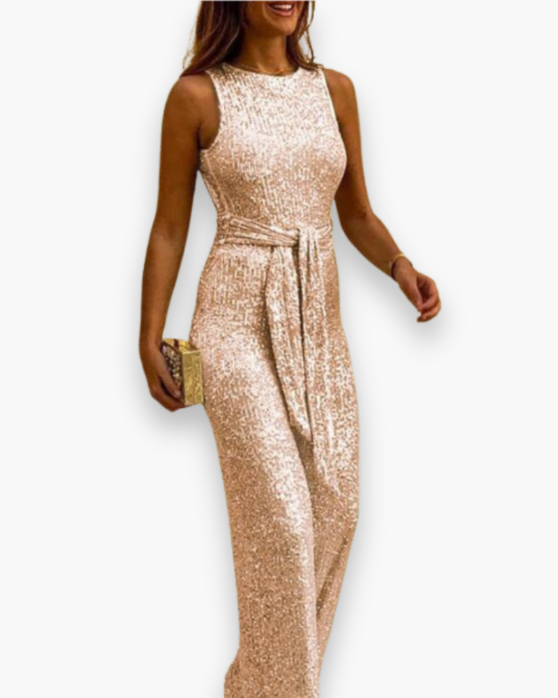 Pailletten Jumpsuit met Open Rug