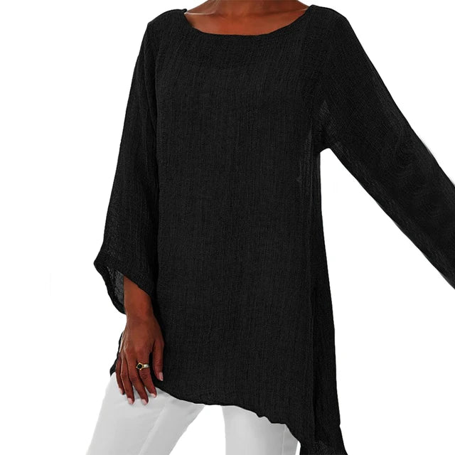 Linnen Tuniek met Asymmetrische Zoom