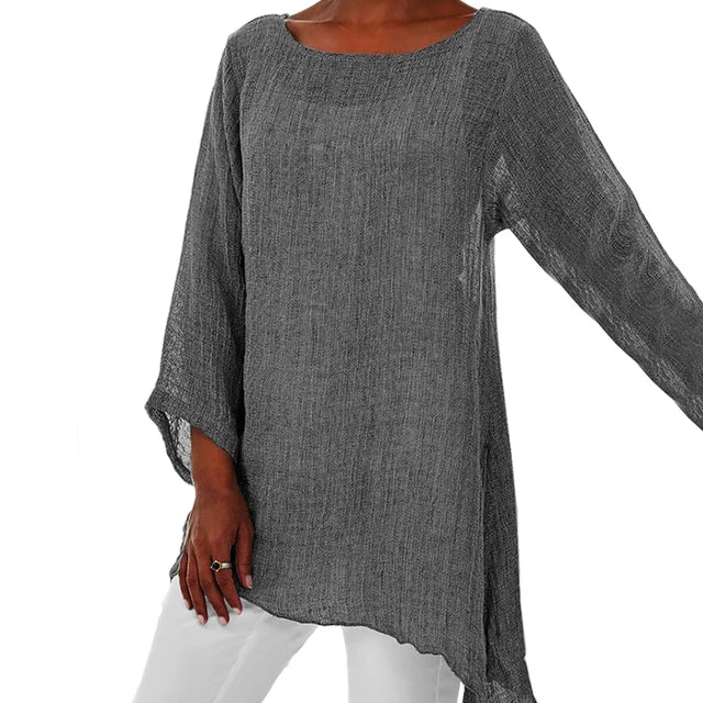 Linnen Tuniek met Asymmetrische Zoom