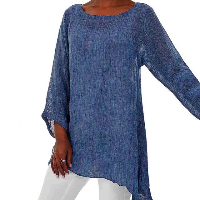 Linnen Tuniek met Asymmetrische Zoom