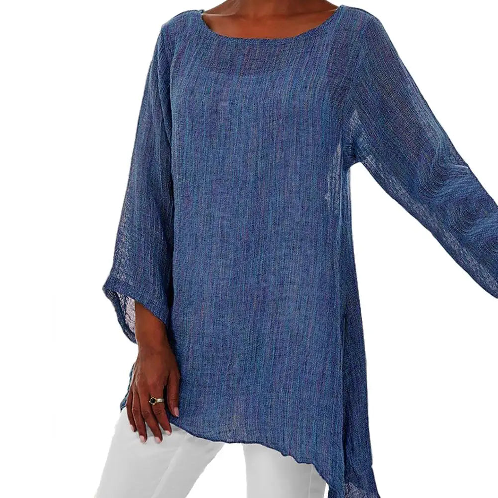 Linnen Tuniek met Asymmetrische Zoom