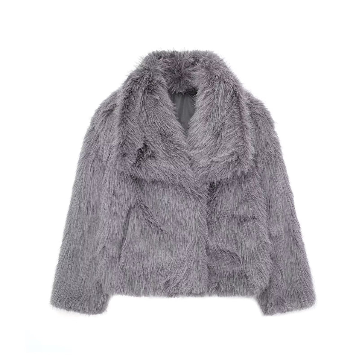 Kate - Elegante Korte Imitatiebont Winterjas