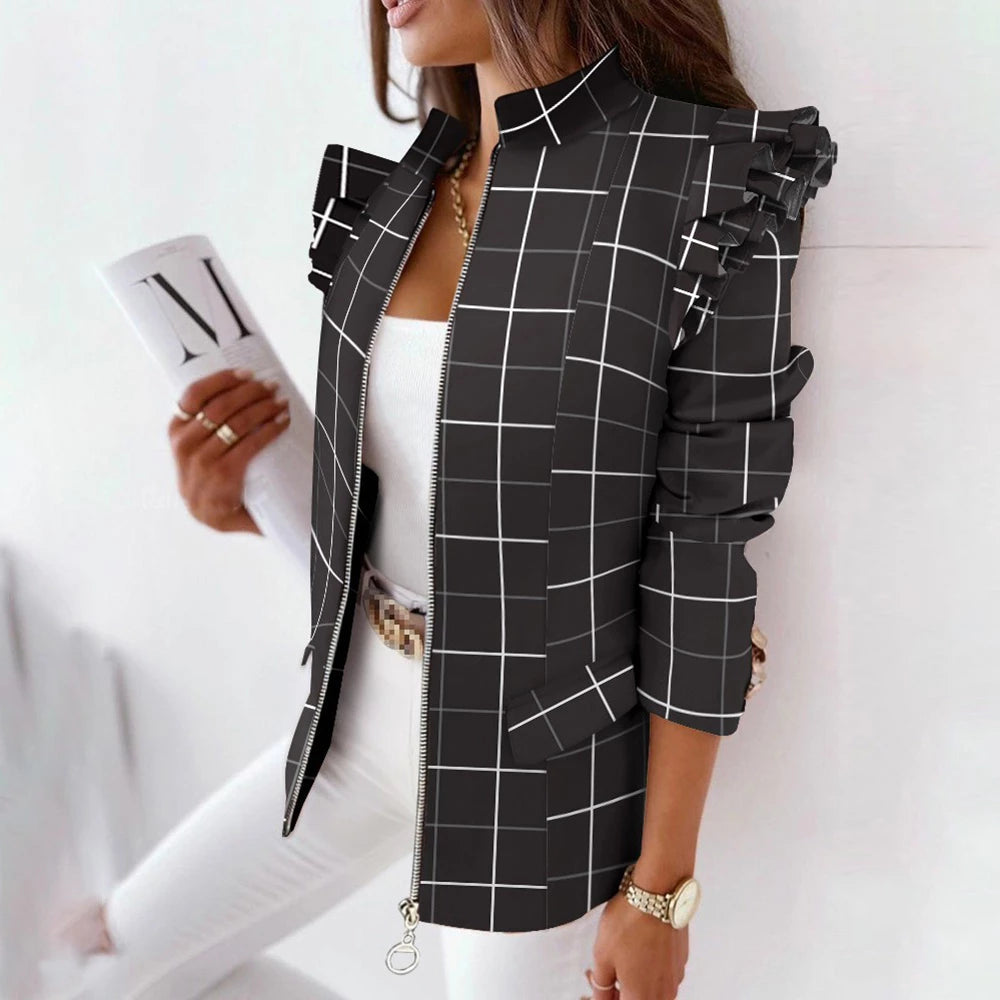 Brigitte | Stijlvolle Slim Fit Print Blazer