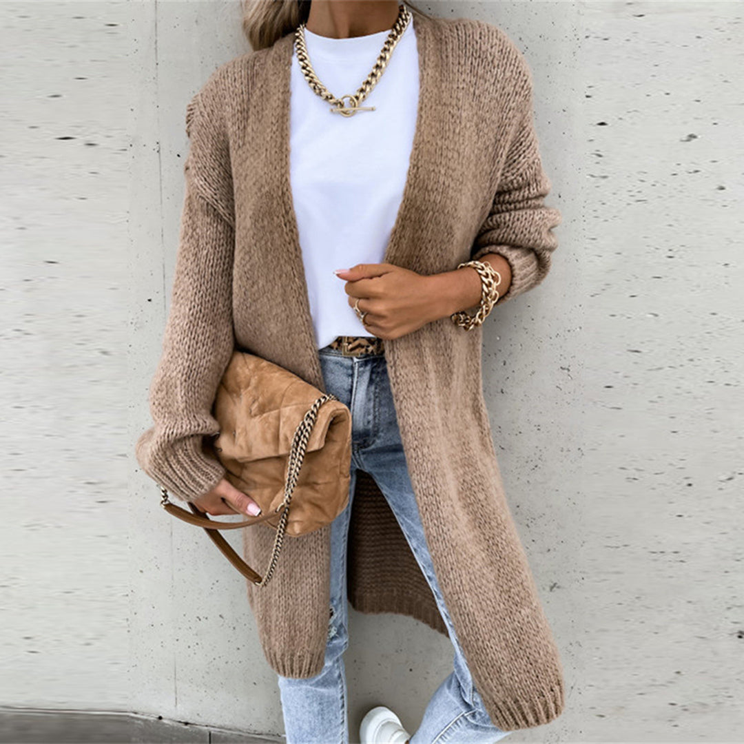 Nathalie - Stijlvol Oversized Gebreid Lang Vest